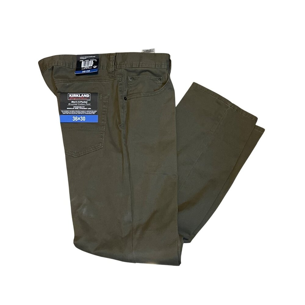 Kirkland Signature Mens 5-Pocket Brushed Cotton Pants 36x30 Regular Fit Straight